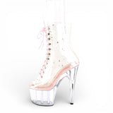 PleaserADORE-1020C-2 Plateau Ankle Boots Transparent Light Pink UK O6