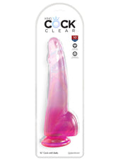 King Cock Clear 10 inches With Balls Pink