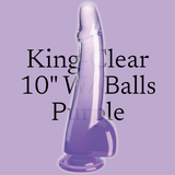 King Cock Clear 10 inches With Balls Purple