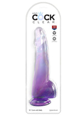 King Cock Clear 10 inches With Balls Purple