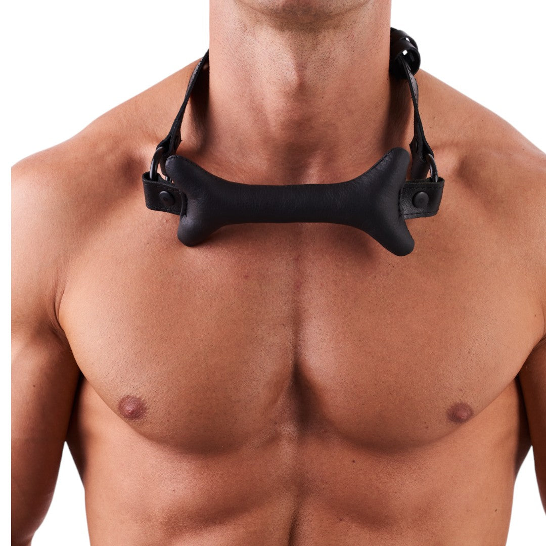 Leather Bone Gag Black
