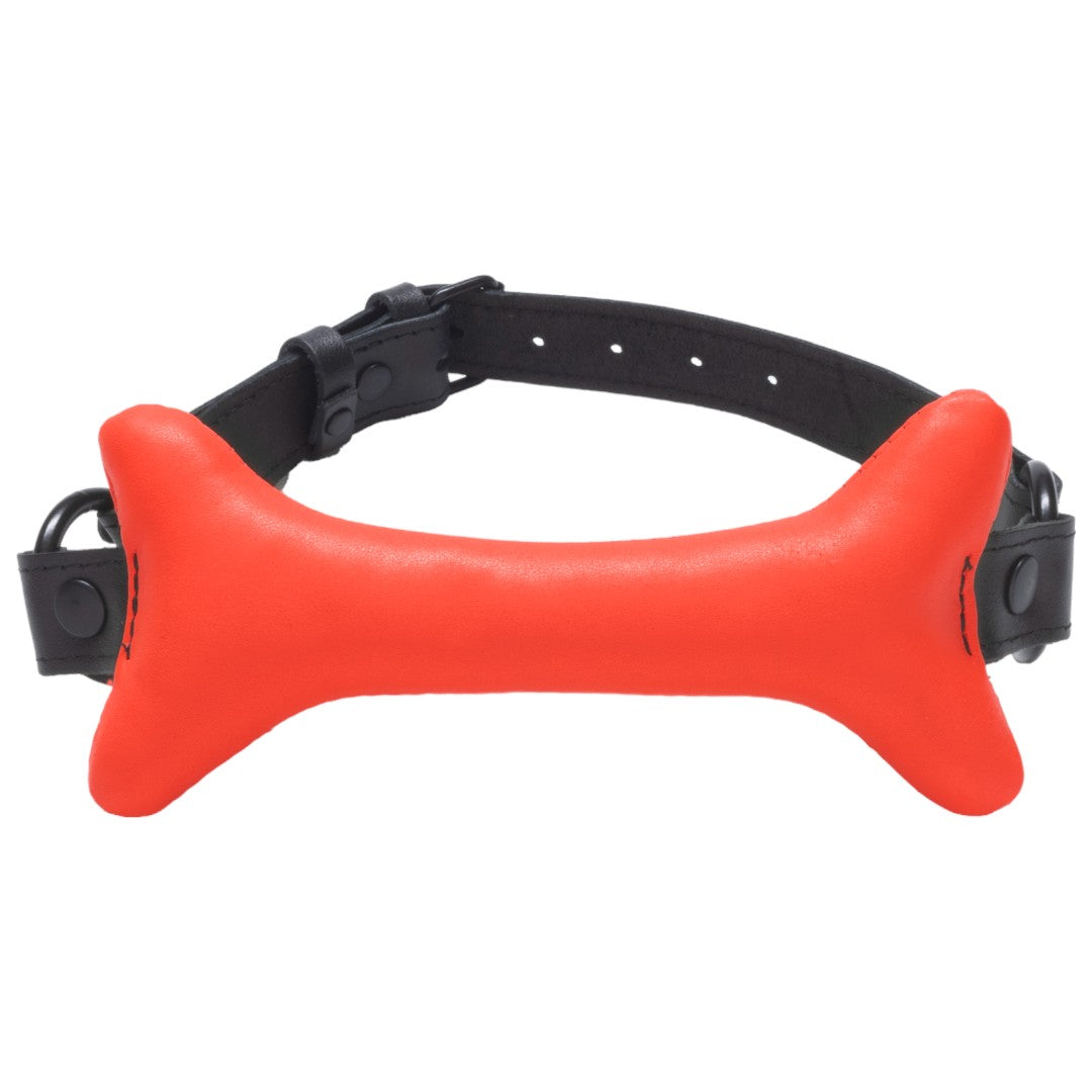 Leather Dog Bone Gag Red