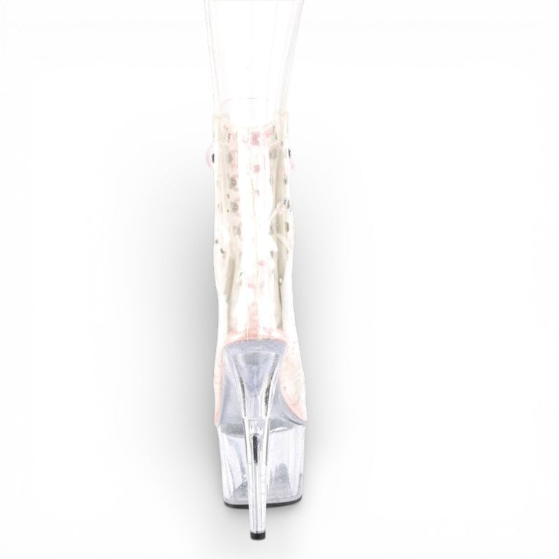 PleaserADORE-1020C-2 Plateau Ankle Boots Transparent Light Pink UK O6