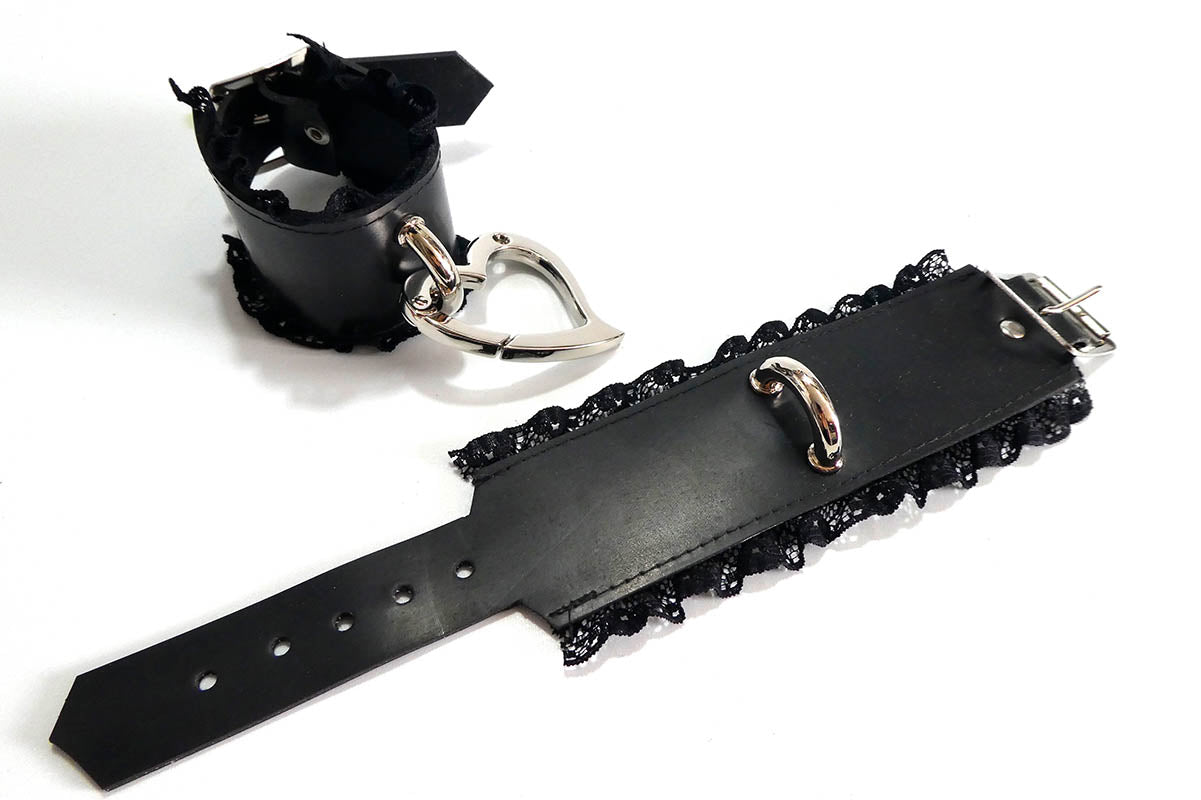 Decorative Handcuffs-Lace Trimmed Love Trap Heart