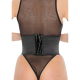 Kinky Diva Croc Front Waist Cincher-Patent Black Croc