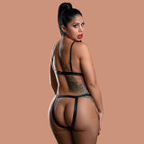 Daring Intimates Wetlook Open Cup Bra With Crothchless Panty