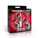 Creature Cocks Sinister Eyes Metal Butt Plug Set Red