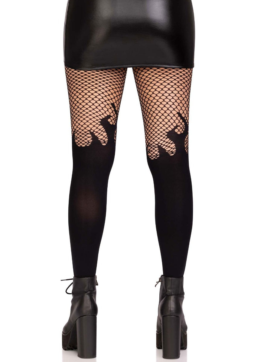 Leg Avenue Flame Tights With Fishnet Top