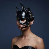 Cecilio Leather Designs Phantom Wave Mask- Black