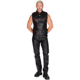 Sleeveless Leather Military Shirt Black/Red
