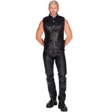Sleeveless Leather Military Shirt Black/Blue
