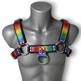 Leather Bull Dog Harness Rainbow/Black-M2O