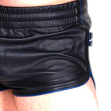 Liberation-X Leather Sport Shorts Black-Blue
