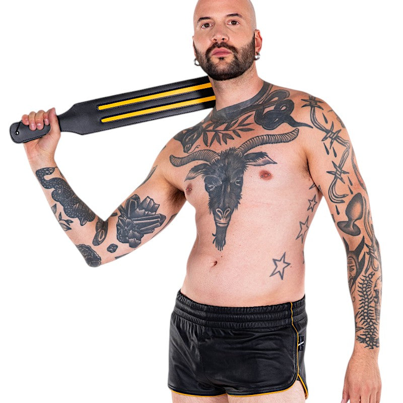 Liberation-X Leather Sport Shorts Black-Yellow