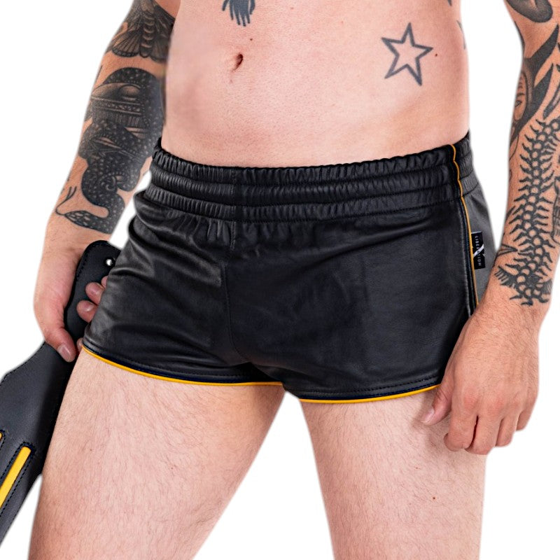 Liberation-X Leather Sport Shorts Black-Yellow