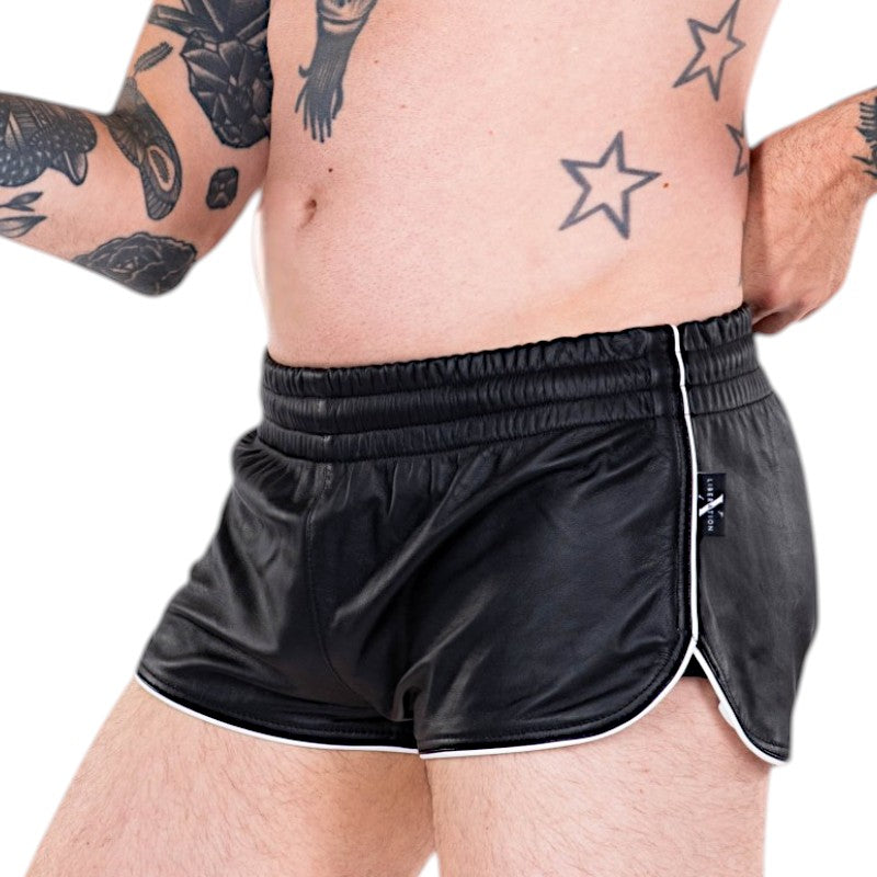 Liberation-X Leather Sport Shorts Black-White