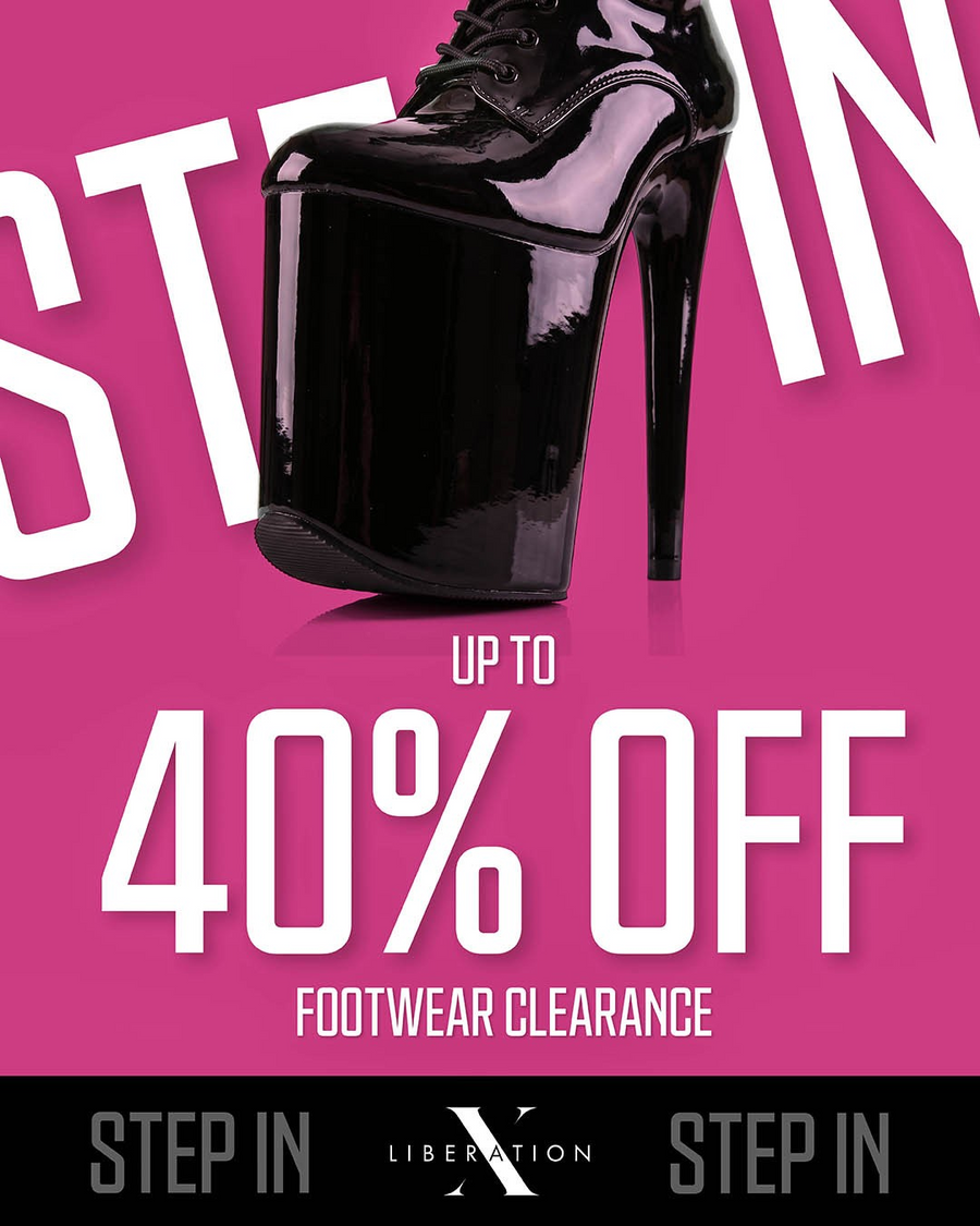 Footwear clearance, up to 40% off