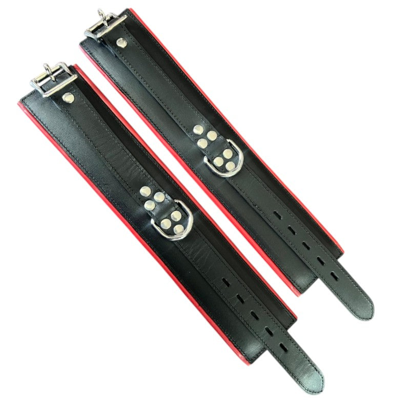 Wrist Cuffs Padded & Red Leather Lined