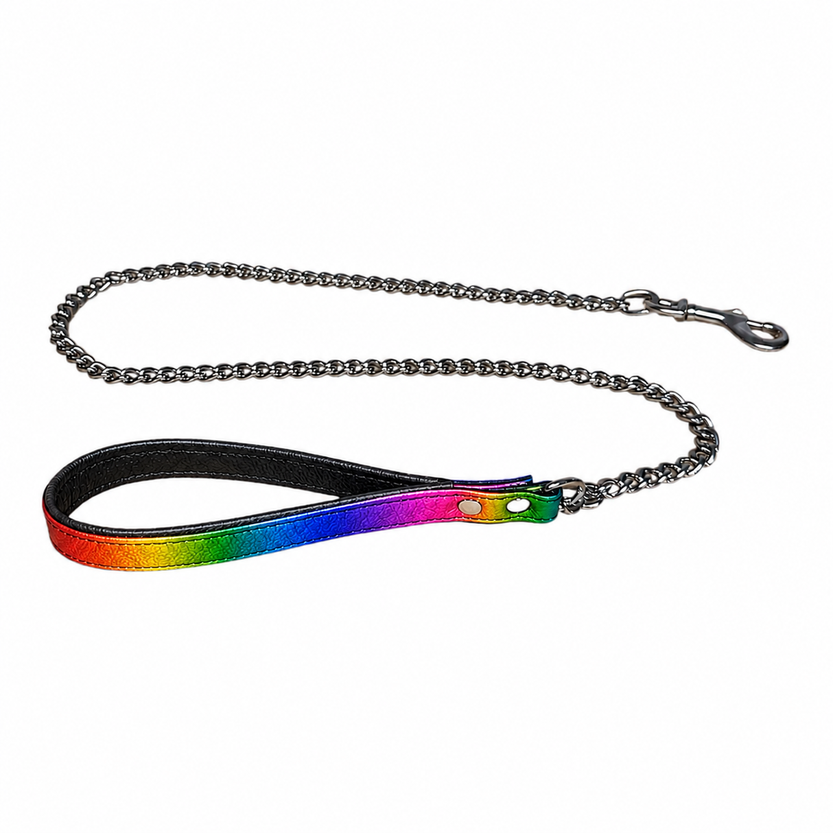 Leather Slave Lead, Rainbow/Black-M2O
