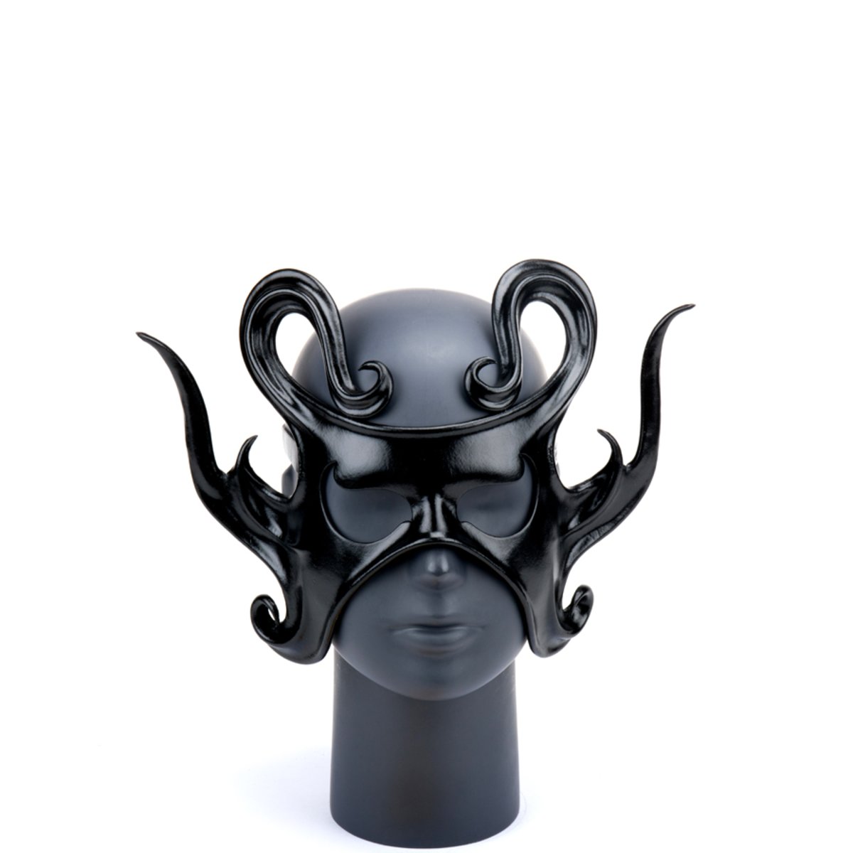 Cecilio Leather Designs Spiked Demonica Mask - Black