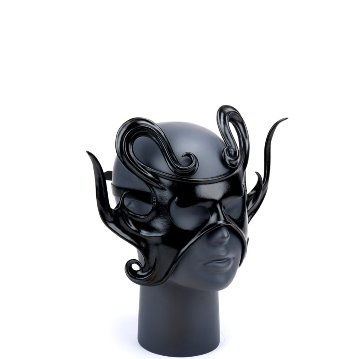 Cecilio Leather Designs Spiked Demonica Mask - Black