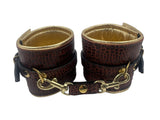 Ankle Cuffs in Brown Croc and Gold Leather