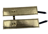 Ankle Cuffs in Brown Croc and Gold Leather