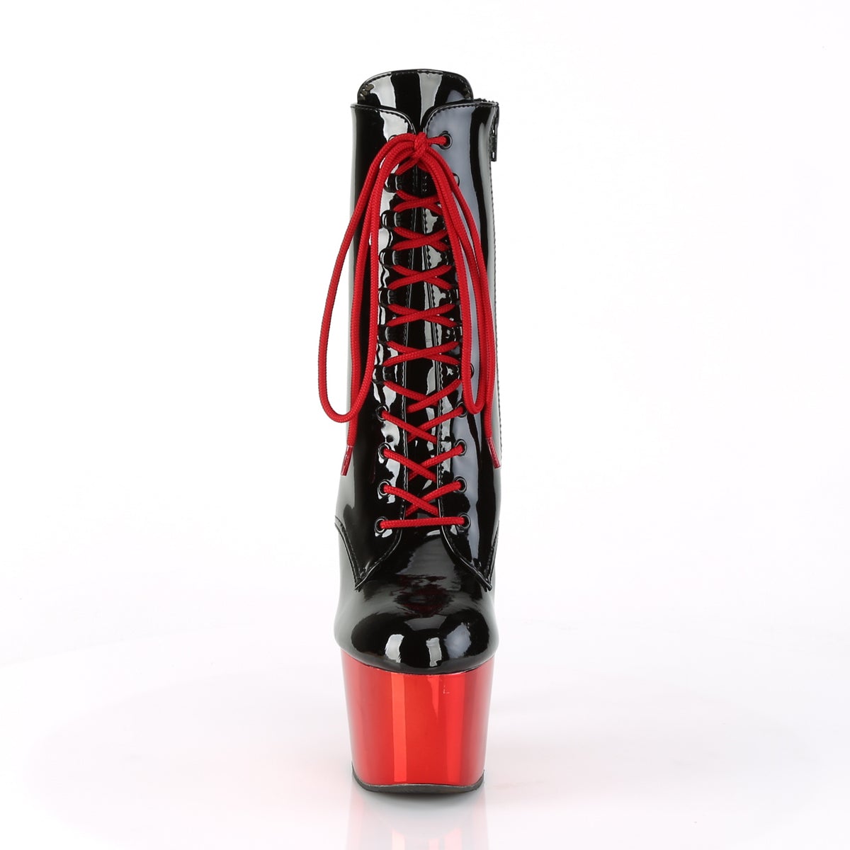 ADORE-1020 Two-Tone Lace-Up Ankle Boot Black/Red Chrome