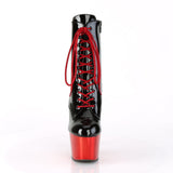ADORE-1020 Two-Tone Lace-Up Ankle Boot Black/Red Chrome
