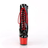 ADORE-1020 Two-Tone Lace-Up Ankle Boot Black/Red Chrome