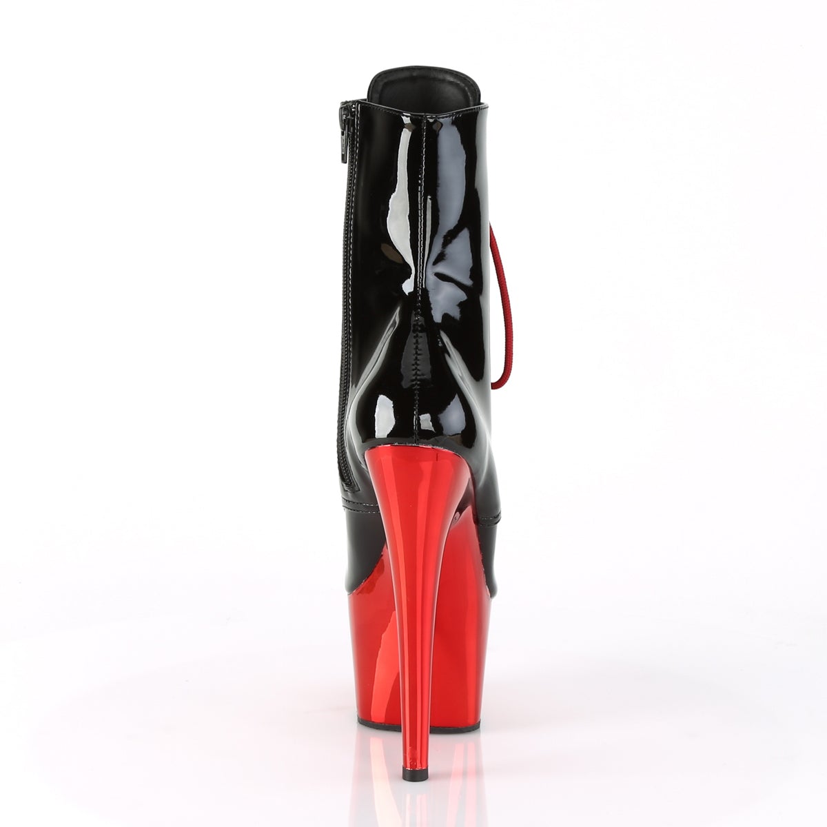 ADORE-1020 Two-Tone Lace-Up Ankle Boot Black/Red Chrome