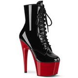 ADORE-1020 Two-Tone Lace-Up Ankle Boot Black/Red