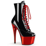 ADORE-1020 Two-Tone Lace-Up Ankle Boot Black/Red Chrome