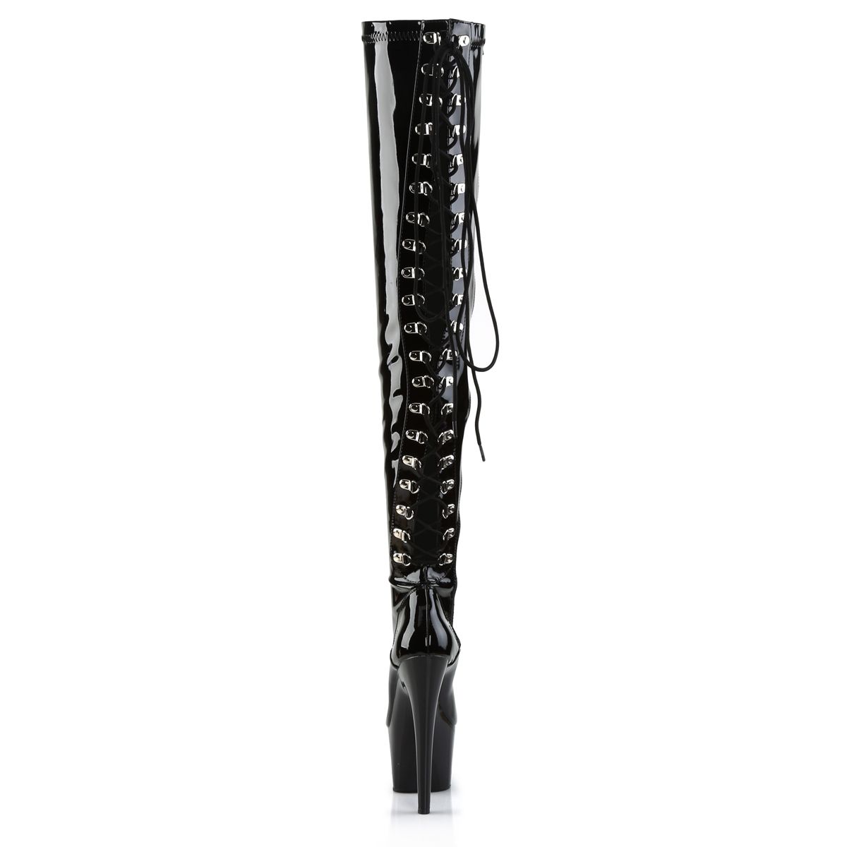 Adore-3063 Back Lace-Up Thigh High Boot Black-Uk