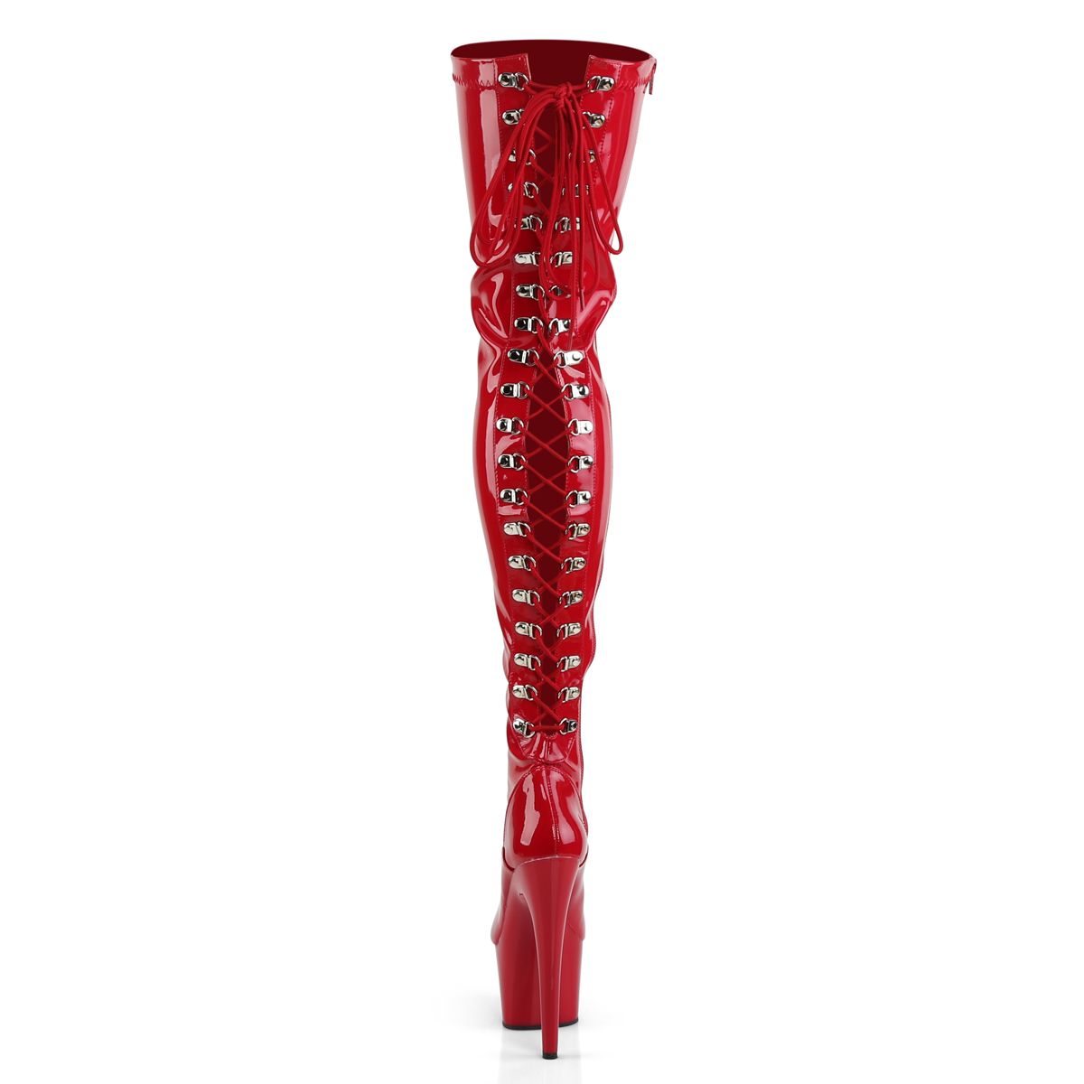 ADORE-3063 Back Lace-Up Thigh High Boot Red