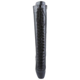 Devious Ballet-2020  Black Leather- Knee Boots 7" Heels