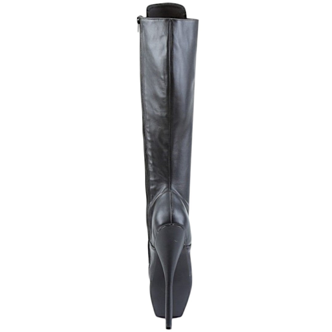Devious Ballet-2020  Black Leather- Knee Boots 7" Heels