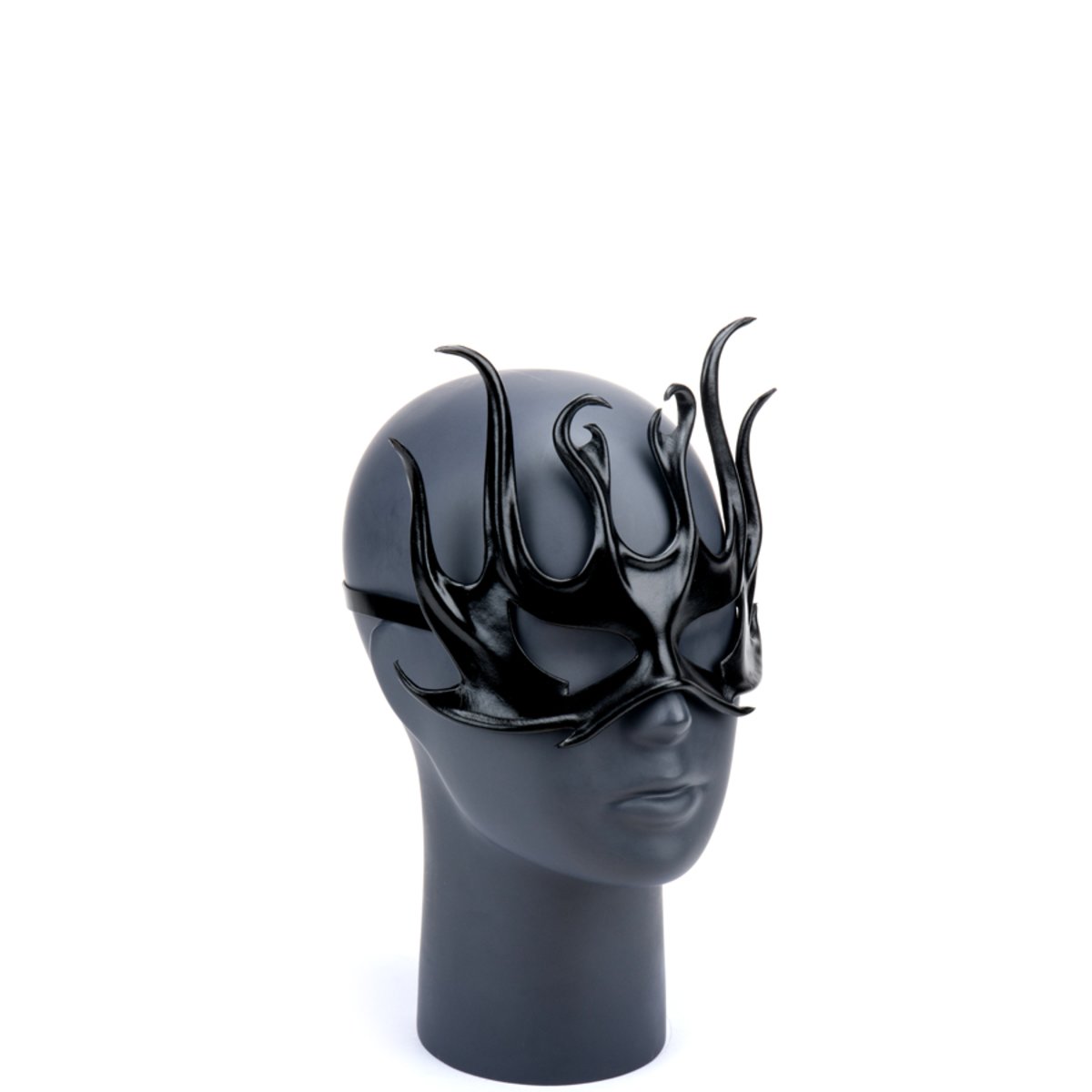 Cecilio Leather Design Flame Goddess  Mask - Black