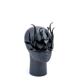 Cecilio Leather Design Flame Goddess  Mask - Black