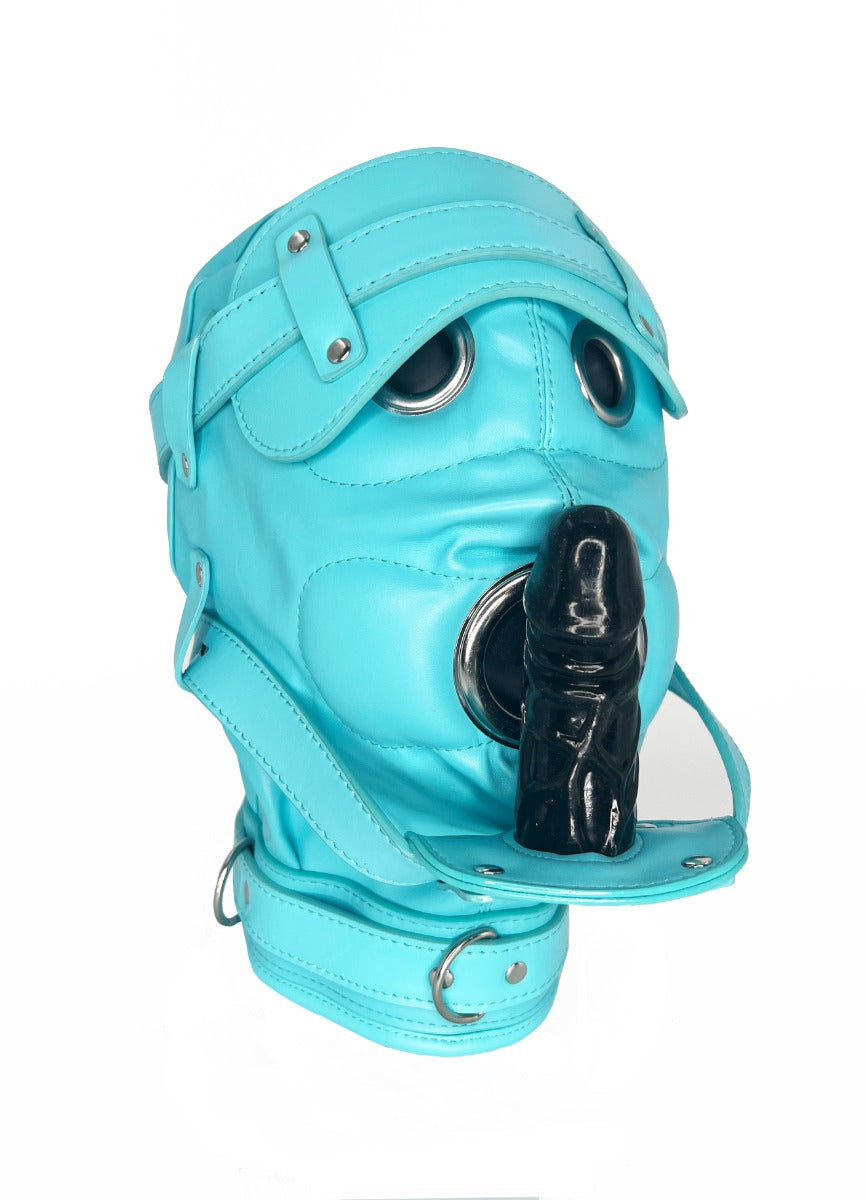 Bondage Hood w/ Cock Gag Blue