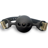 Metallic Leather Ball Gag With Black Breathable Ball-One Size M2O