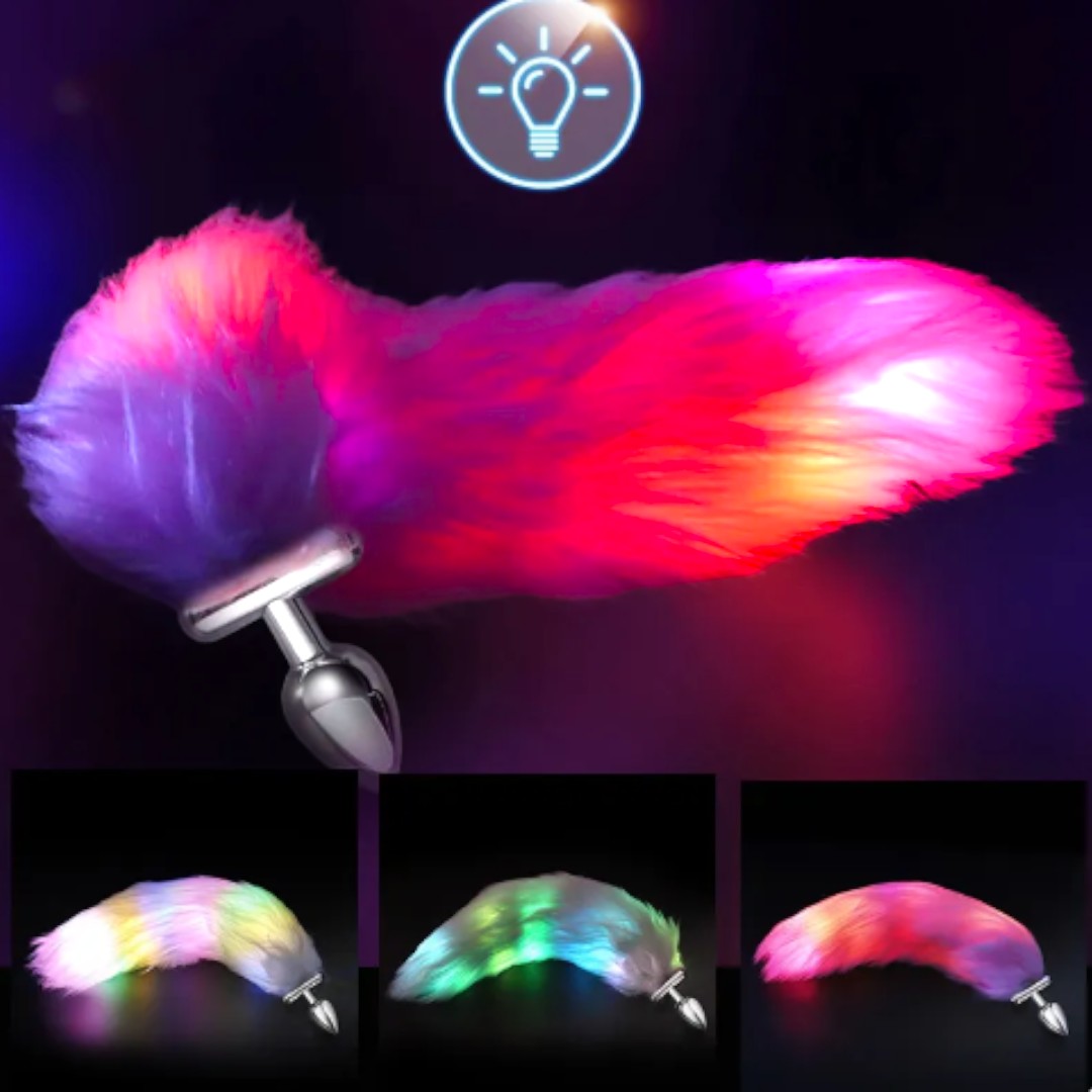Light-up Tail with Steel Butt-Plug  White