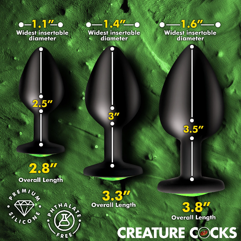 Creature Cocks Creature Eyes Silicone Butt Plug Set Green
