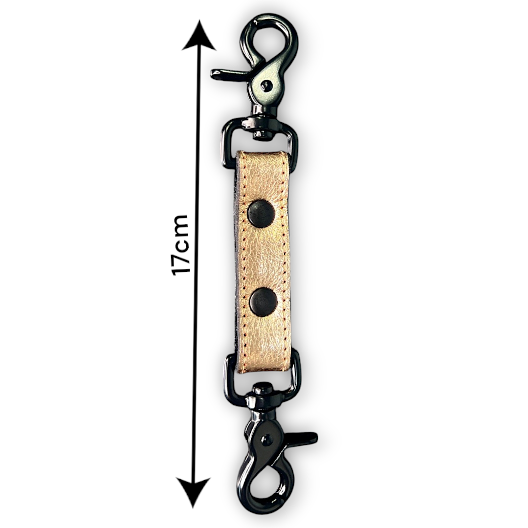Metallic Leather 17cm One Strap Snap Hook Tether M2O