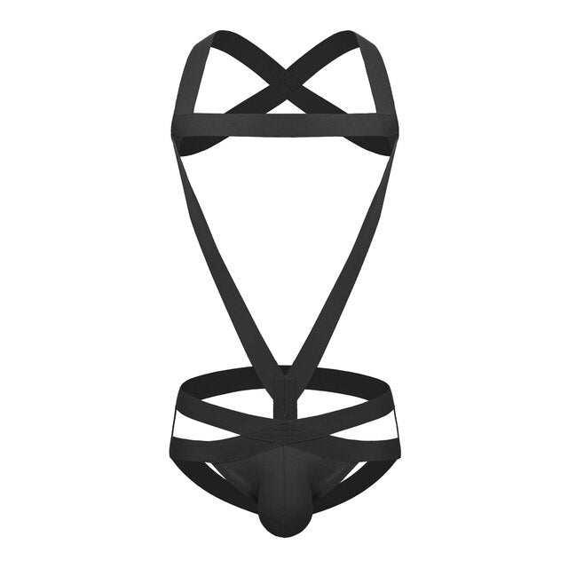 Elastic Bondage Jockstrap Harness Black
