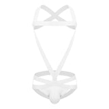Elastic Bondage  Jockstrap Harness White
