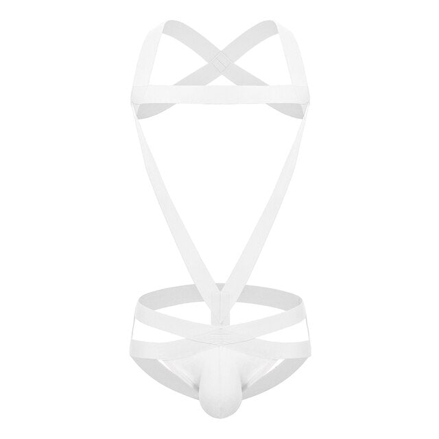 Elastic Bondage  Jockstrap Harness White