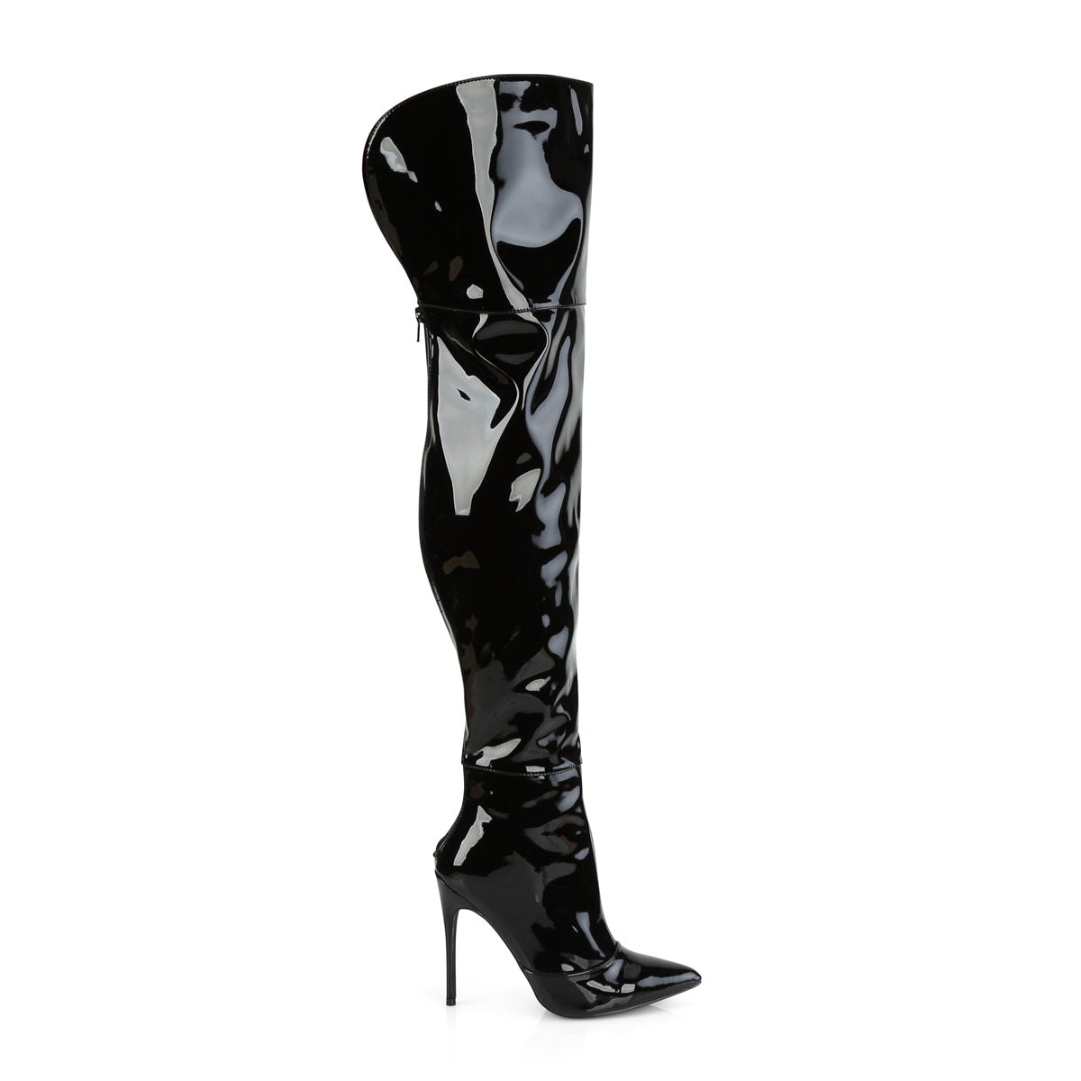 Courtly-3012 Classic Thigh High Stiletto Boot No Platform-Black-Uk