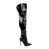 Courtly-3012 Classic Thigh High Stiletto Boot No Platform-Black-Uk