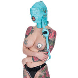 Bondage Hood w/ Cock Gag Blue